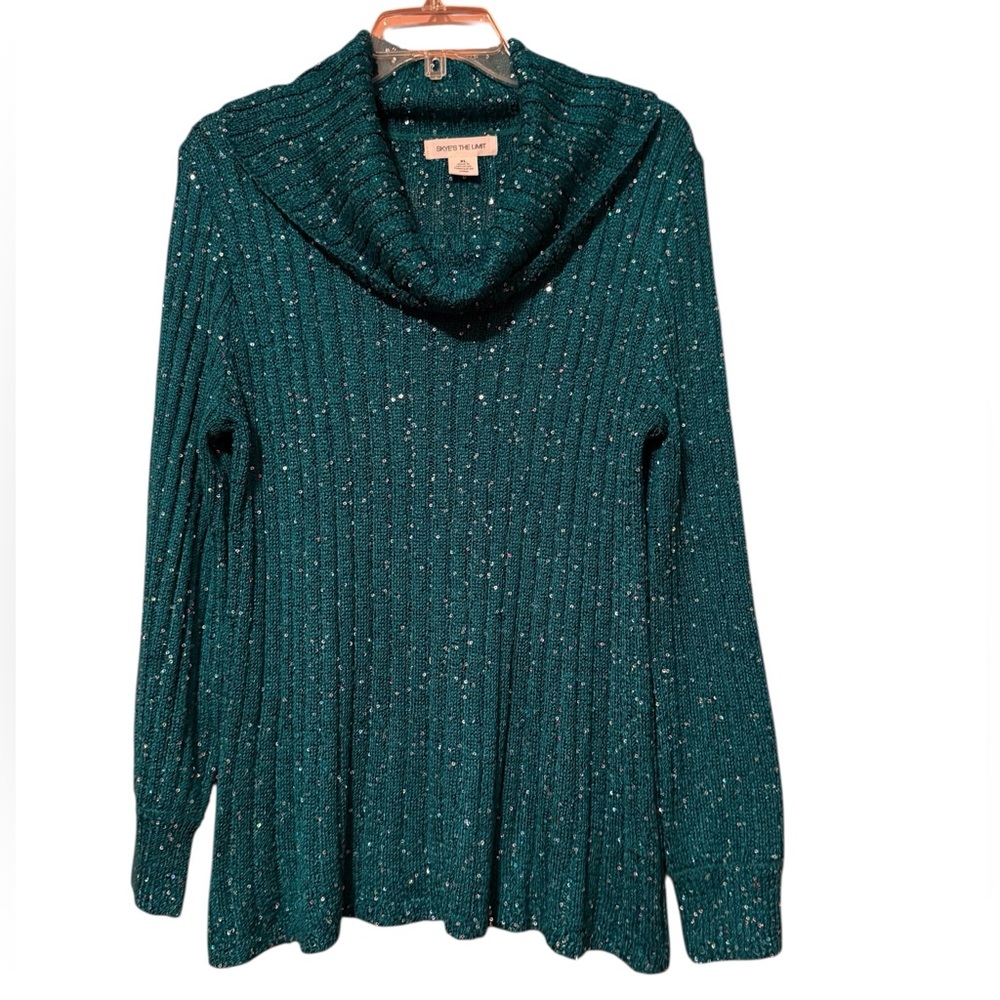 Skye's the Limit Teal Cowl Neck Sweater